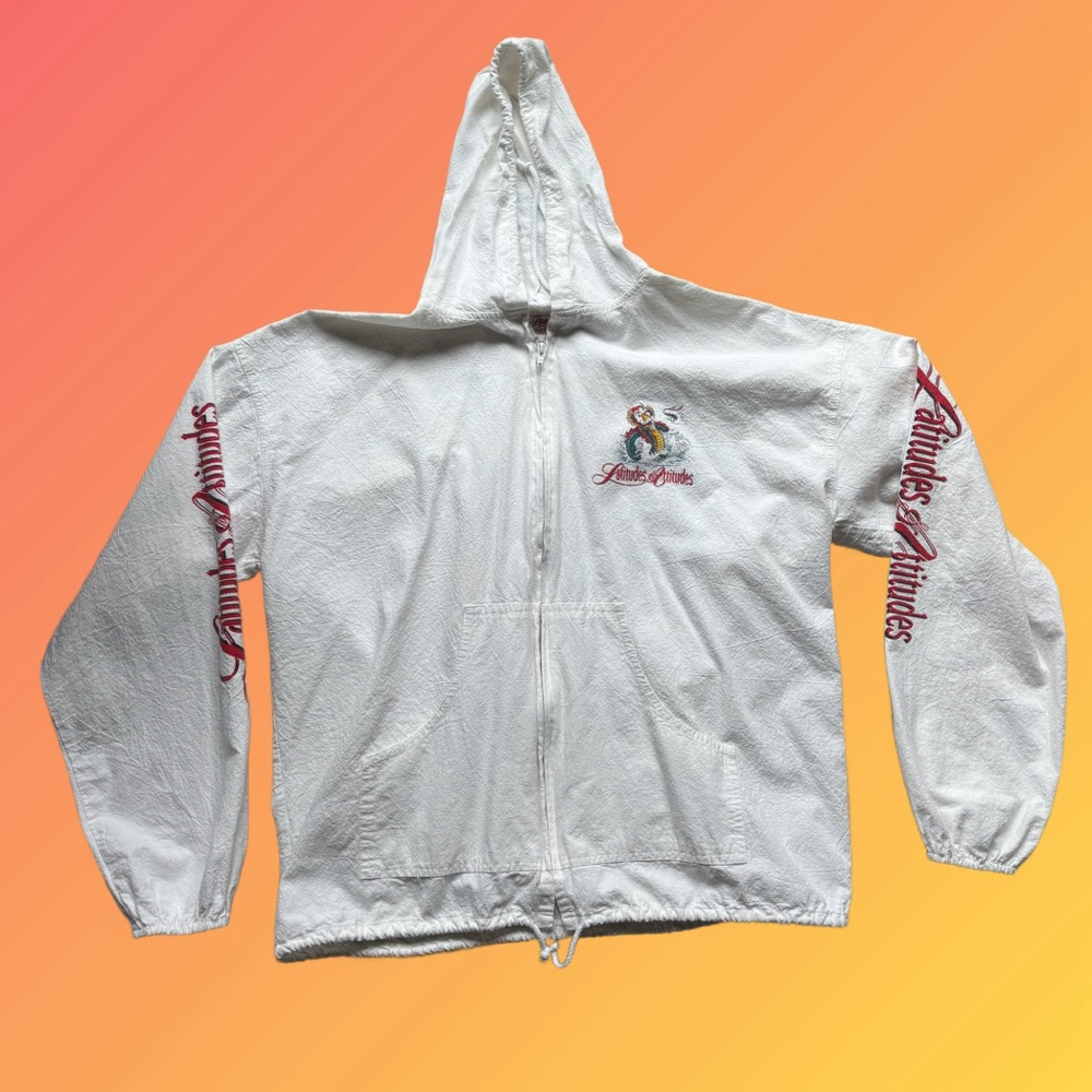 Latitudes & Attitudes mens White Red Hooded Windbreaker Jacket